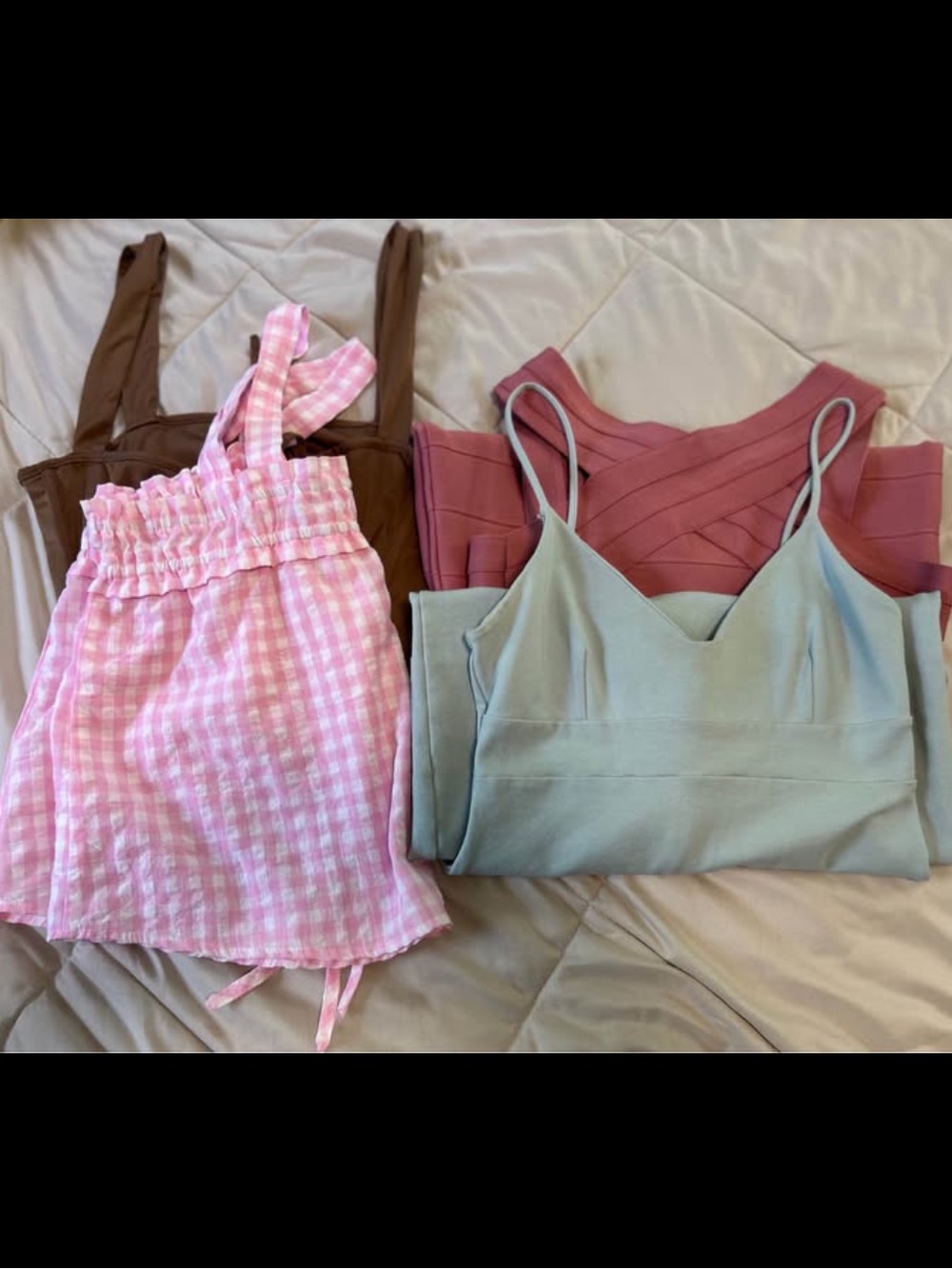 Two (2) Lulus Bodycon Dresses (S) | Two (2) Strapped Tank Top Bundle (M) | $35